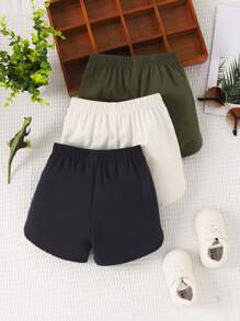 男嬰3入組字母補丁細節前打結短褲 - 彩色 - 查看 2