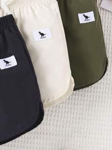 男嬰3入組字母補丁細節前打結短褲 - 彩色 - 查看 3