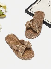 Girls Metallic Fun Knot Party Slippers For Outdoor - Champagne - View 2