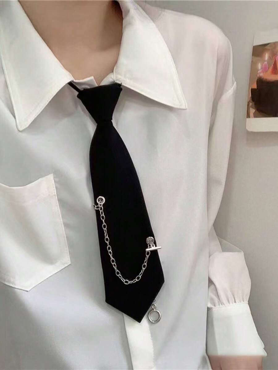 1 Pieza Corbata Decorativa De Cadena Duradera, Versátil Y Elegante Para La Vida Diaria Para Decoración - Negro - Ver 1