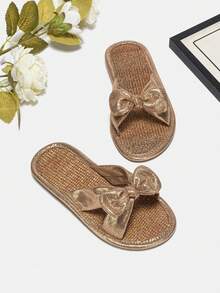 Girls Metallic Fun Knot Party Slippers For Outdoor - Champagne - View 4
