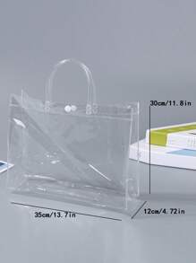 Túi tote trung bình Thiết kế rõ ràng Tay cầm đôi PVC - Trong sáng - Xem 4