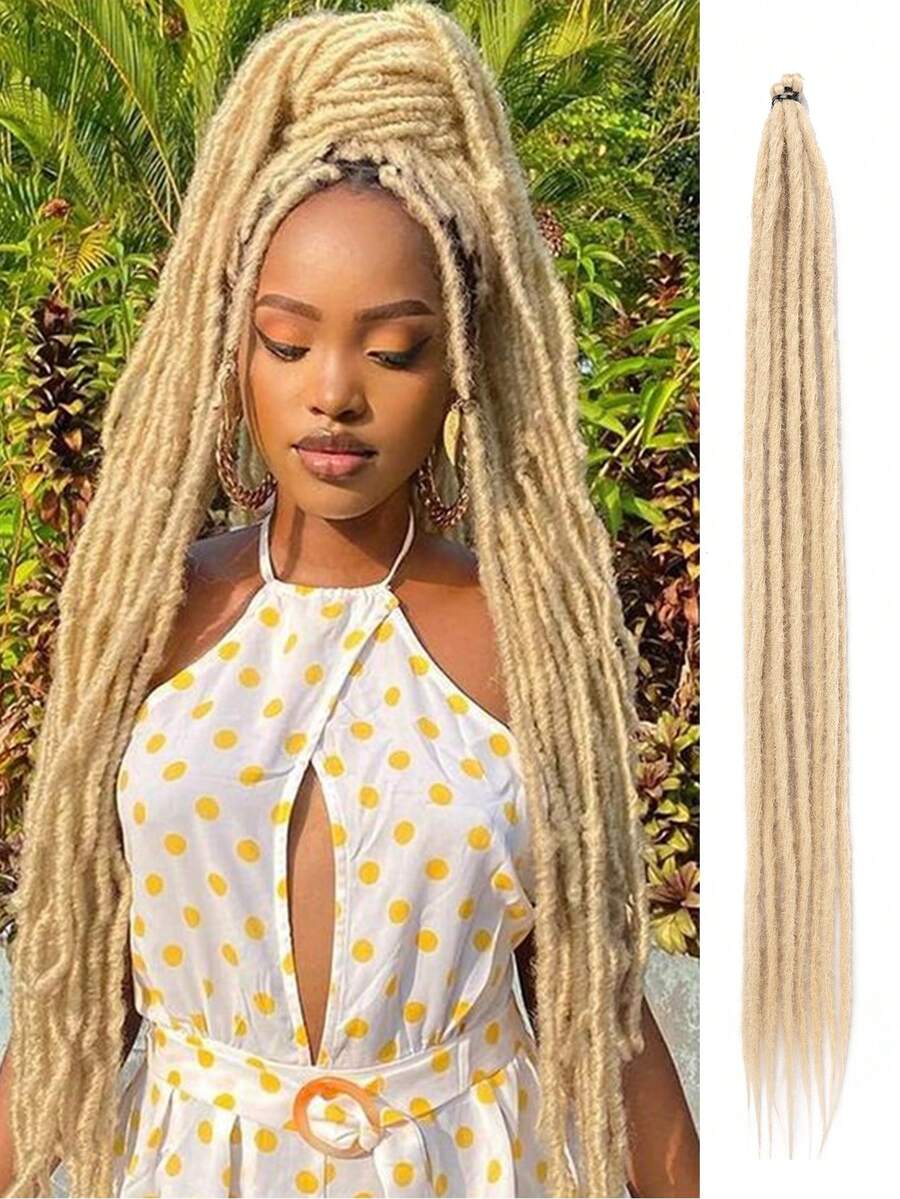 10 cái Nối dài tóc Dreadlock tổng hợp bện dài thêm - Màu be - Xem 1