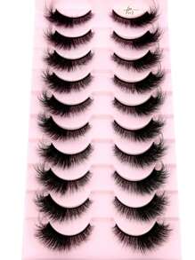 HBZGTLAD 10 cặp lông mi giả siêu dài - màu đen - Xem 9