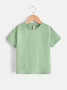 SHEIN 小男童標語圖案T恤 - 薄荷綠 - 查看 2