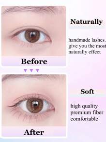 Asiteo Full False Lashes, 5pairs V-Shaped Lower Lashes Clear Band Wispy Natural Under Eyelashes - Black - View 3