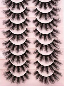 HBZGTLAD 10 Pairs 3D Faux Mink Eyelashes, Natural & Dramatic Fluffy Long False Lashes Strip Lashes,Lashes,Eyelashes,Fake Lashes - Black - View 4