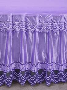 Contrast Lace Trim Bed Skirt - Purple - View 4