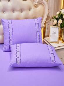 Contrast Lace Trim Bed Skirt - Purple - View 7