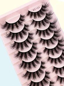 HBZGTLAD 10 Pairs 3D Faux Mink Eyelashes, Natural & Dramatic Fluffy Long False Lashes Strip Lashes,Lashes,Eyelashes,Fake Lashes - Black - View 9