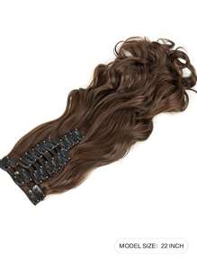 تمديدات الشعر بالتثبيت 22 بوصة طويلة مجعدة كاملة الرأس 12 قطعة 22 مشبك 180 جرام شعر اصطناعي ناعم وسميك تمديدات للنساء بلون بني متوسط / أشقر غامق