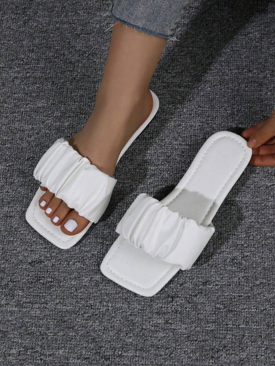 Women White Versatile Flat Slippers - White - View 1