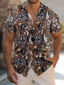 Manfinity RSRT Men Allover Print Shirt - Brown - View 1