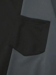 Claim Dot 宽松版型男式双色落肩口袋贴片 T 恤 - 黑色 - 查看 3