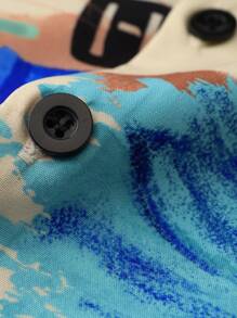 Manfinity Roughcore Men Graphic Print Short Sleeve Button Up Colorful Casual Shirt, Boyfriend Gift - Multicolor - View 7