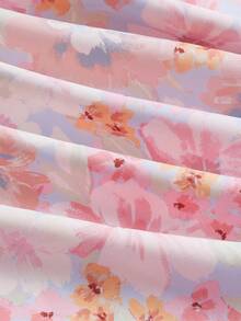 SHEIN MOD Floral Print Puff Sleeve Dress - Multicolor - View 3