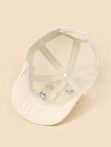1pc Kids Bear Embroidery Breathable Baseball Cap For Summer - Beige - View 3