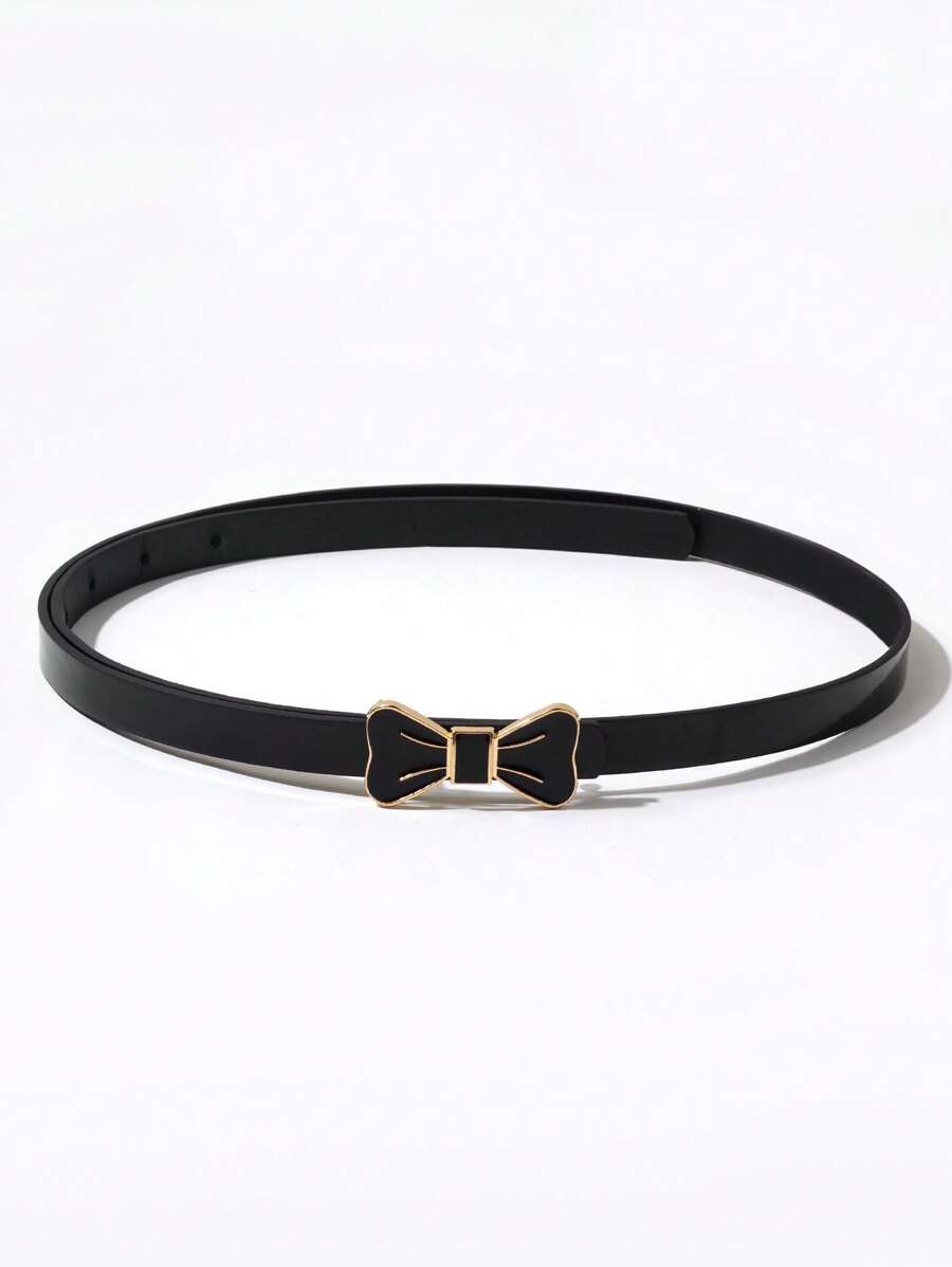 1入組女孩蝴蝶結搭扣腰帶適用於日常 - 黑色 - 查看 1