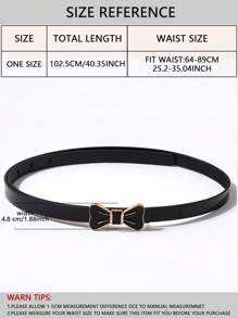 1入組女孩蝴蝶結搭扣腰帶適用於日常 - 黑色 - 查看 3