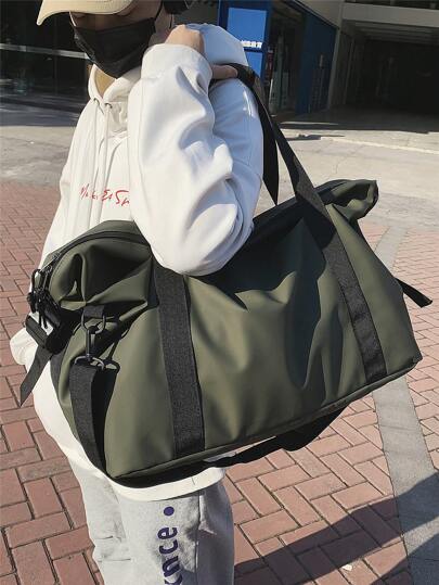 大容量男士运动健身旅行包，品牌标识，轻便，方便携带，可作为单肩包或斜挎包，返校包，旅行必需品，海滩旅行整理包，夏季旅行箱，旅行箱，过夜包，健身包，行李袋，周末包，行李袋，手提包，大学包，行李袋，周末包，医院包，节日冬季包，学校用品，学校用品