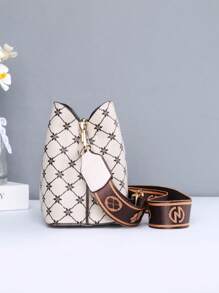 Bolso cubo pequeño con patrón de flor moda - Blanco - Ver 5
