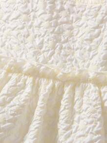 SHEIN 小女童褶邊荷葉邊吊帶連衣裙 - 米色 - 查看 5