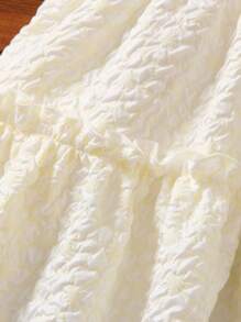 SHEIN 小女童褶邊荷葉邊吊帶連衣裙 - 米色 - 查看 6