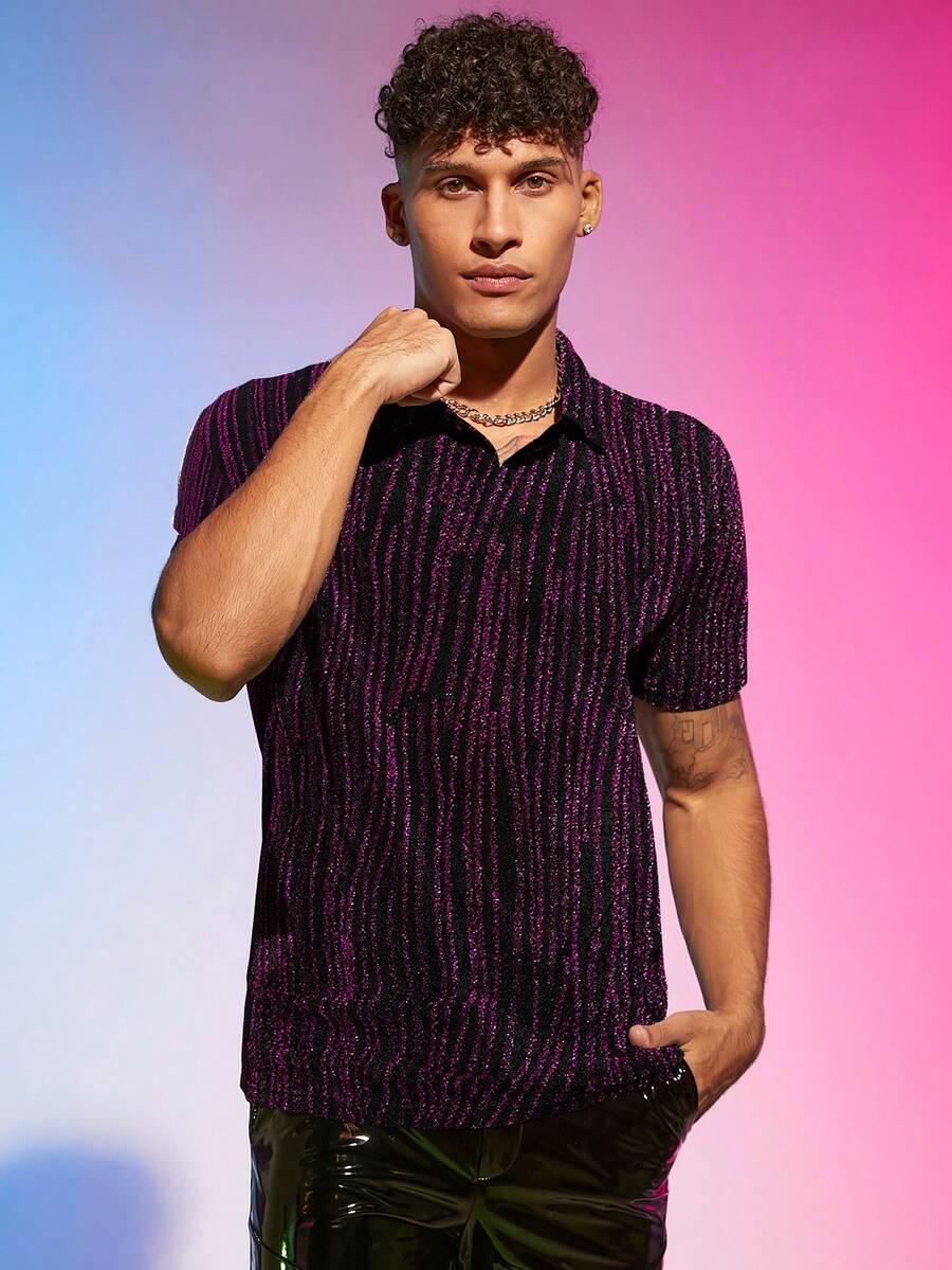 FeverCity Men Striped Print Polo Shirt - Multicolor - View 1