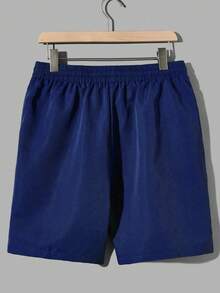 Aesthetic Post--Men Letter Graphic Tee & Drawstring Waist Shorts - Blue and White - View 7