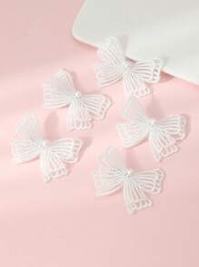 5 cái Cô Gái Giả Ngọc Trai & Bướm Trang Trí Kẹp Tóc Cá Sấu Để Trang Trí Tóc - trắng - Xem 3