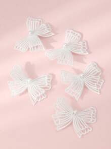 5 cái Cô Gái Giả Ngọc Trai & Bướm Trang Trí Kẹp Tóc Cá Sấu Để Trang Trí Tóc - trắng - Xem 5