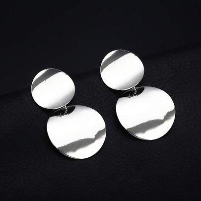 1 Pair Retro Fashion Metal Round Disc Earrings