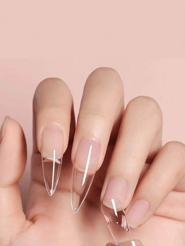 Atualize instantaneamente seu visual com 120 peças de Unhas postiças transparentes em forma de garra longa, cobertura total clara Para Salão de Beleza e Uso Doméstico, Suprimentos para Unhas Postiças