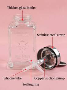 klimonla Anti-corrosion Press Nail Polish Remover Bottle, 1pc Glass 180ML Anti-static Nail Art Tool for Nail Washing