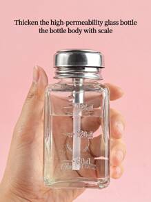 klimonla Anti-corrosion Press Nail Polish Remover Bottle, 1pc Glass 180ML Anti-static Nail Art Tool for Nail Washing