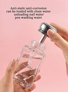 klimonla Anti-corrosion Press Nail Polish Remover Bottle, 1pc Glass 180ML Anti-static Nail Art Tool for Nail Washing