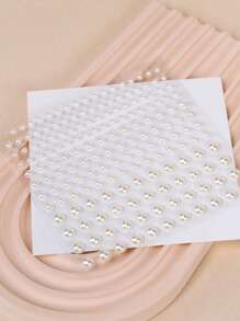 2 Piezas 3d Pegatinas De Gemas De Perla Simuladas En Forma De Media Luna Para Maquillaje De Bricolaje, Festival De Música, Fiesta Y2k, Decoración De Ojos Y Cara - Blanco - Ver 3