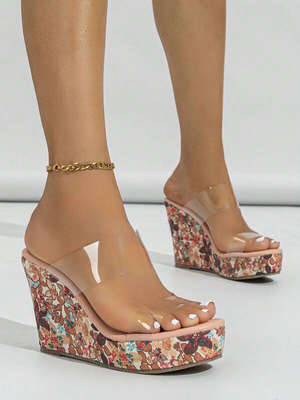 Women Clear Strap Sandals, Fashionable Summer Wedge Slide Sandals SHEIN USA