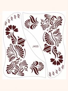 1張花朵圖案紋身貼紙 - 棕色 - 查看 2