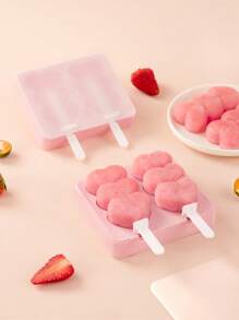 SHEIN Basic living 1入組矽膠冰棒模具現代主義心形設計廚房用DIY冰棒模具夏季