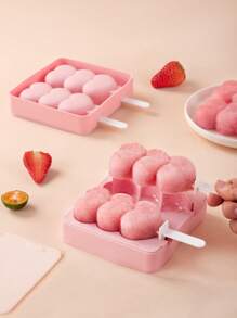 SHEIN Basic living 1入組矽膠冰棒模具現代主義心形設計廚房用DIY冰棒模具夏季