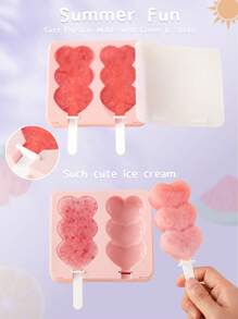 SHEIN Basic living 1入組矽膠冰棒模具現代主義心形設計廚房用DIY冰棒模具夏季