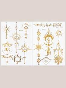 Personalized Star And Moon Element Bronzing Tattoo Stickers 2 Pieces