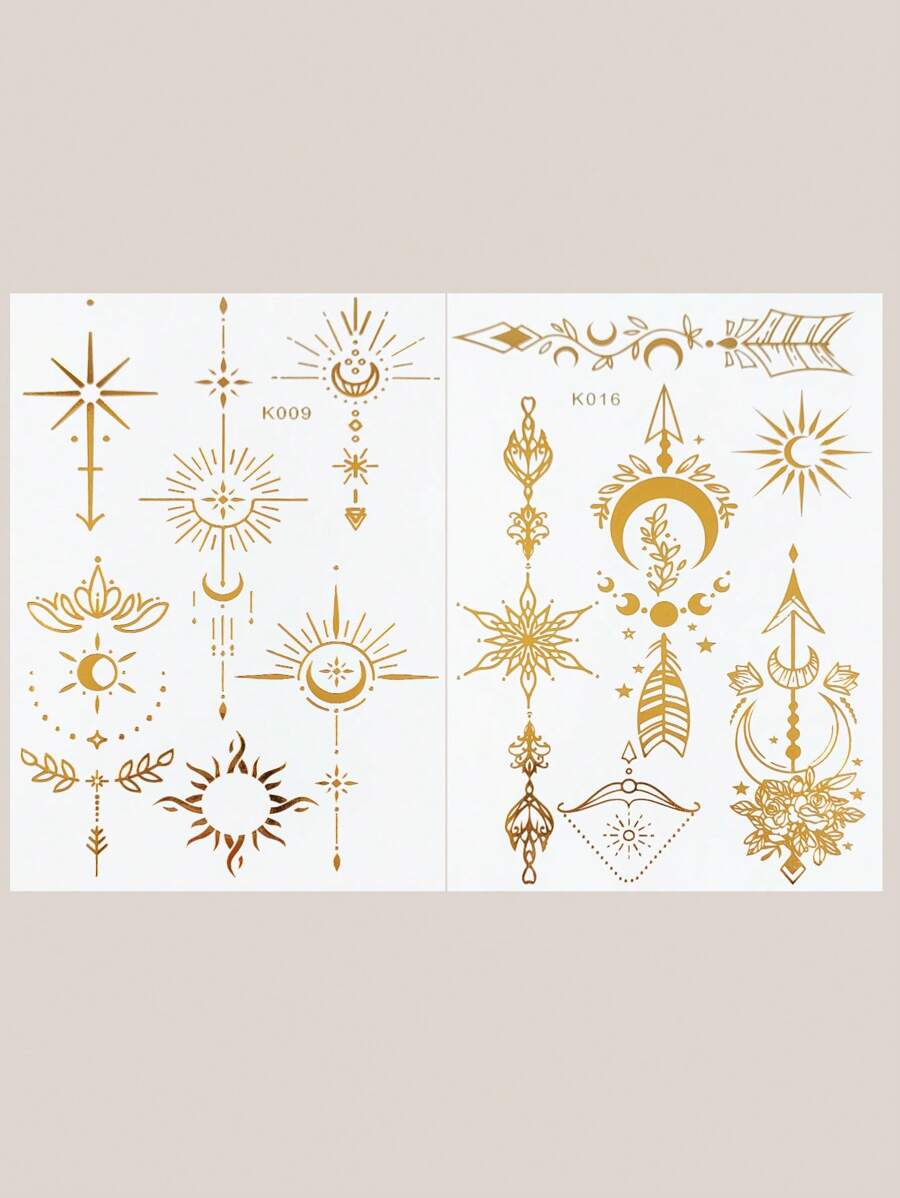 Personalized Star And Moon Element Bronzing Tattoo Stickers 2 Pieces