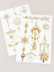 Personalized Star And Moon Element Bronzing Tattoo Stickers 2 Pieces
