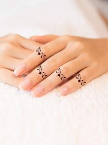 3pcs Finger Pattern Hollow Out Tattoo Stencil Template - Black - View 5