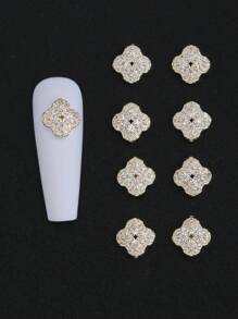 3入組水鑽裝飾幸運草設計美甲飾品