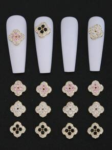 3入組水鑽裝飾幸運草設計美甲飾品