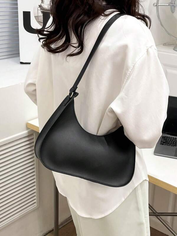 Medium Hobo Bag Minimalist Black With Zipper, Shoulder Bags for Women