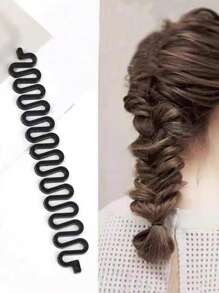 Fishbone Wave, Wusong Braid, Twist Braiding Hair Styling Tool, Bun Maker - Black - View 1